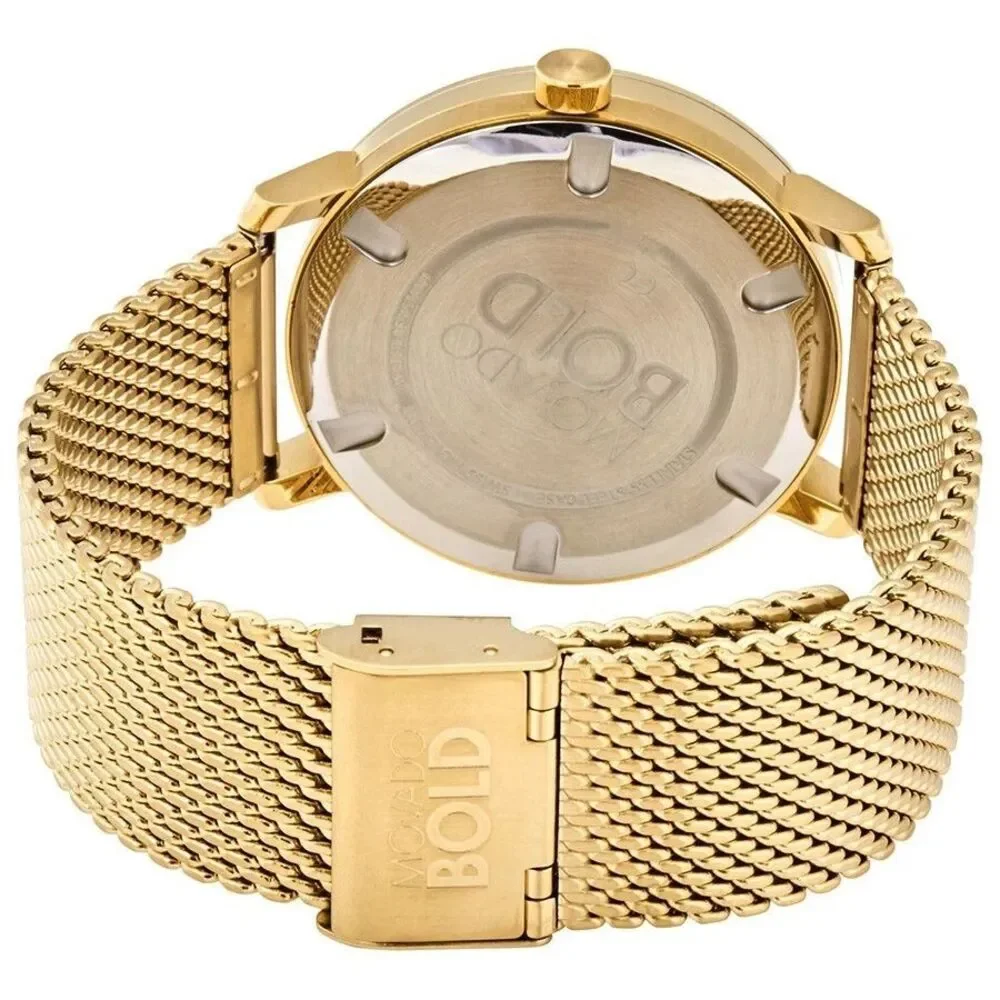 Movado Bold Men's Gold Tone Mesh Bracelet Brown Dial Watch